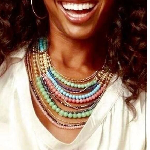 Stella & Dot Zahara Multi-
Strand/Color Semi Precious Bib Layered Necklace - Picture 16 of 16